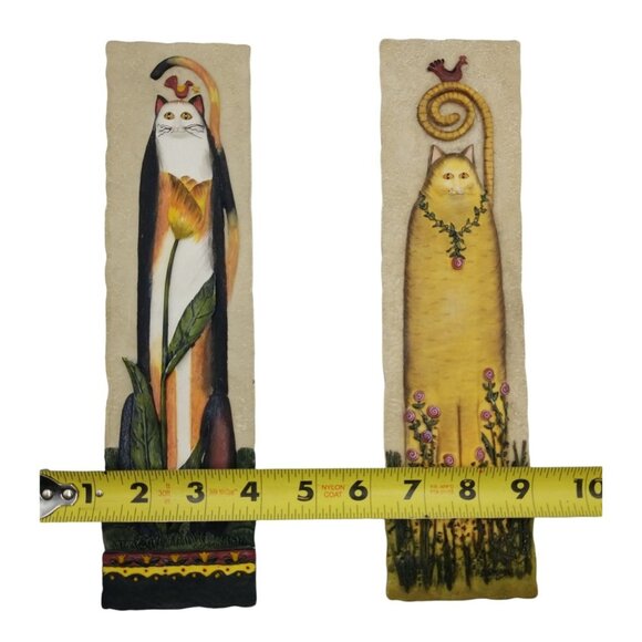 Vintage E. Smithson 3D Cat Wall Plaques - Whimsical Folk Art Decor Set of 2 - Picture 8 of 9